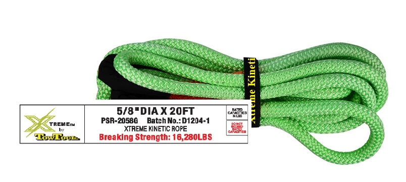 5/8" x  20ft Xtreme Kinetic Recovery Rope 14,900lbs